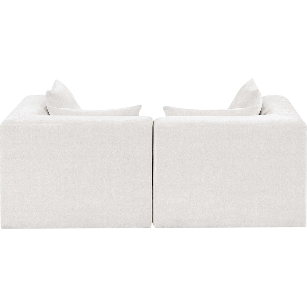 Stellar 76" Cream Chenille Fabric Upholstered 2pc. Modular Loveseat