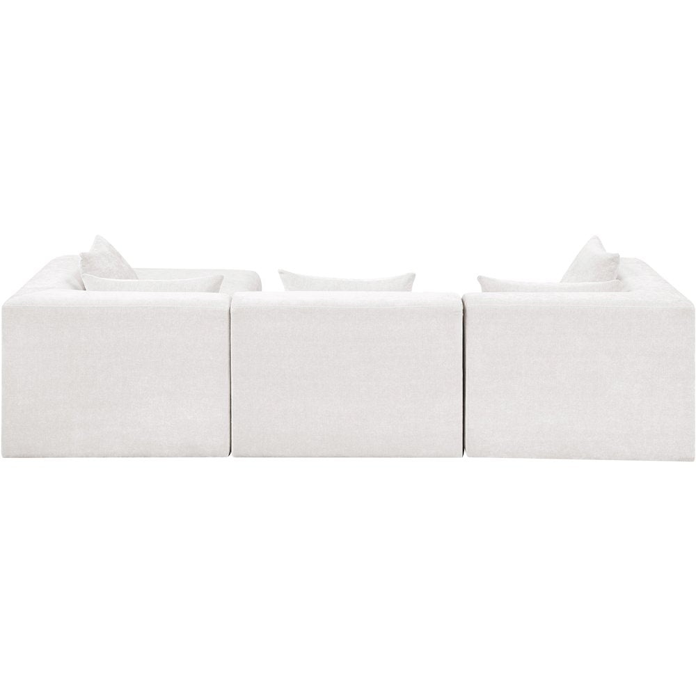 Stellar 114" Cream Chenille Fabric Upholstered 4Pc. Modular Sectional
