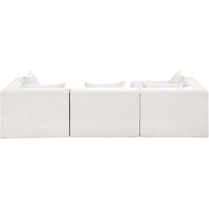 Stellar 114" Cream Chenille Fabric Upholstered 4Pc. Modular Sectional