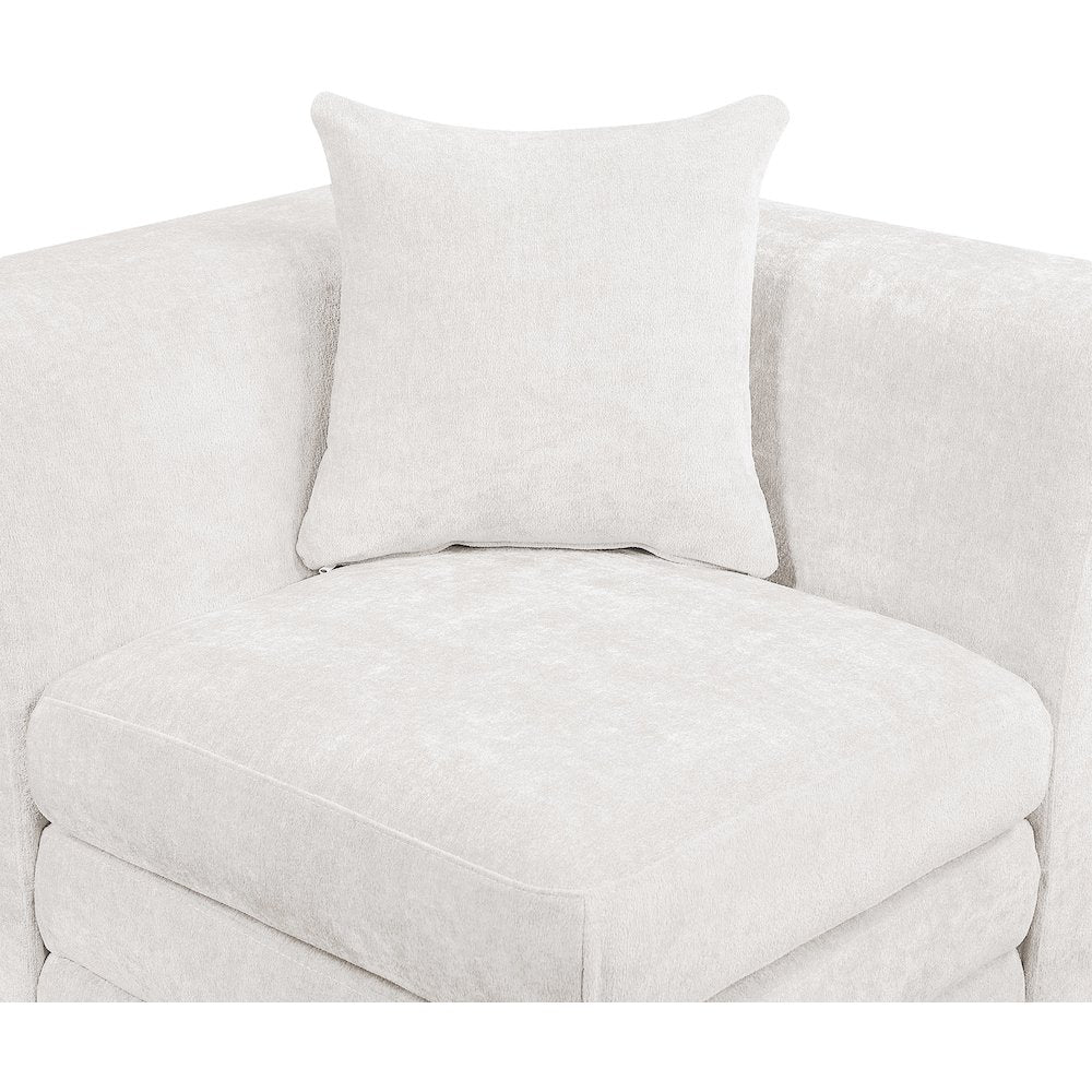 Stellar 114" Cream Chenille Fabric Upholstered 4Pc. Modular Sectional