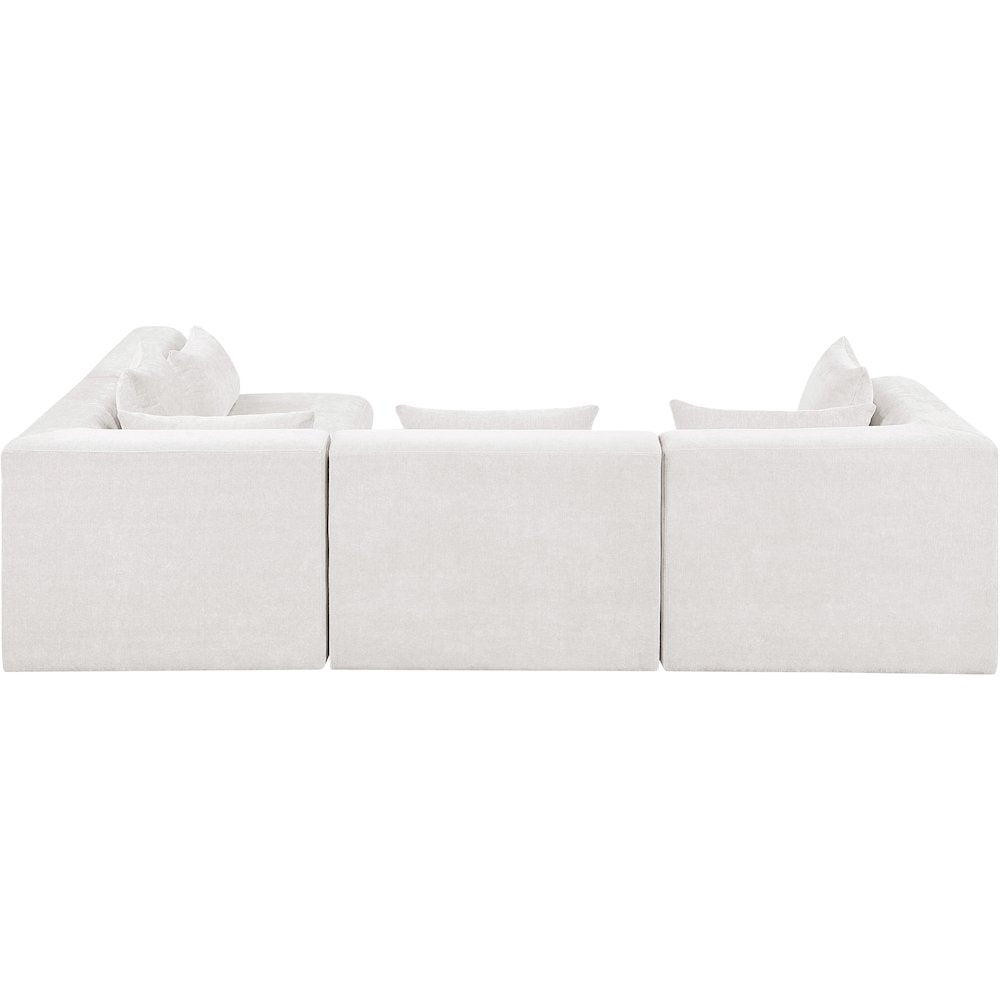 Stellar 114" Cream Chenille Fabric Upholstered 4Pc. Modular Sectional