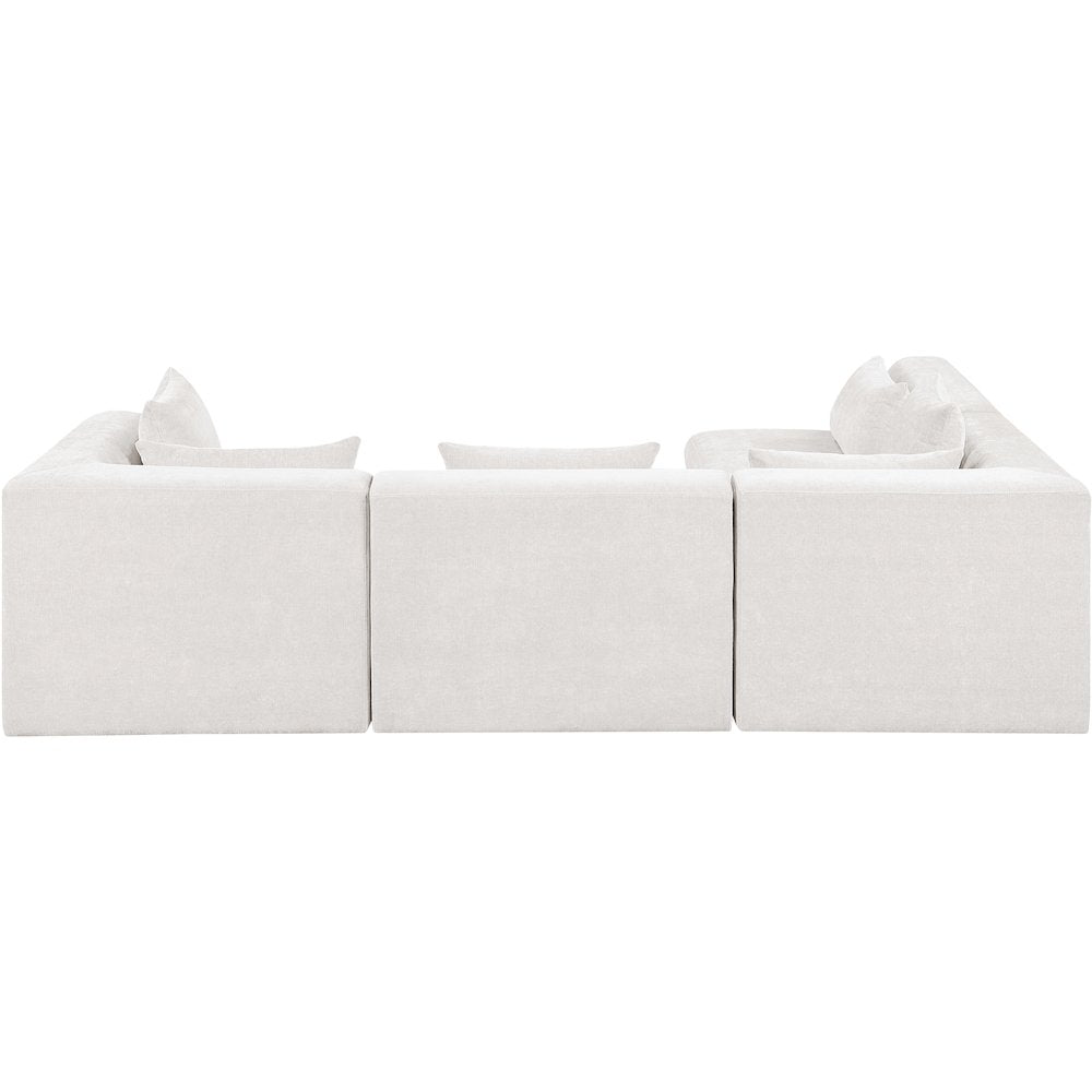 Stellar 114" Cream Chenille Fabric Upholstered 4Pc. Modular Sectional