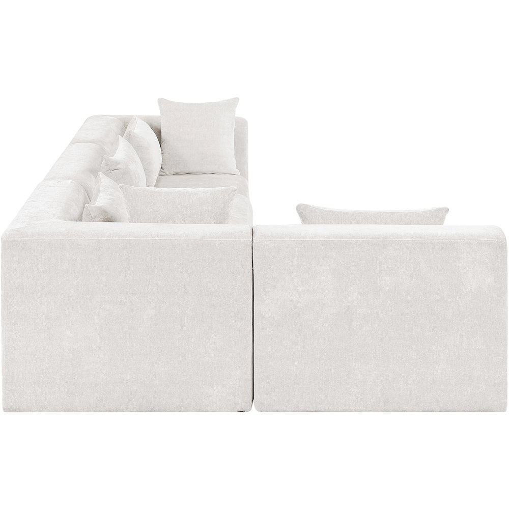 Stellar 114" Cream Chenille Fabric Upholstered 4Pc. Modular Sectional
