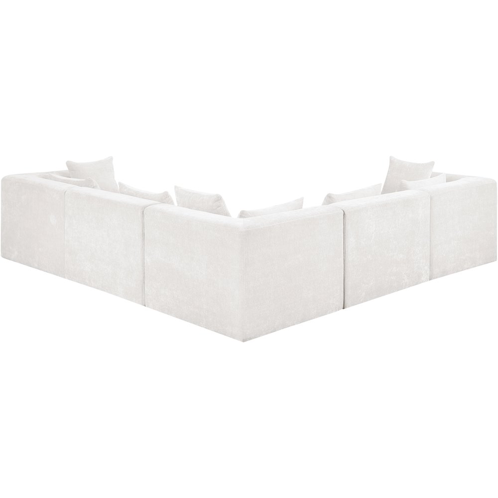 Stellar 114" Cream Chenille Fabric Upholstered 5Pc. Modular Sectional