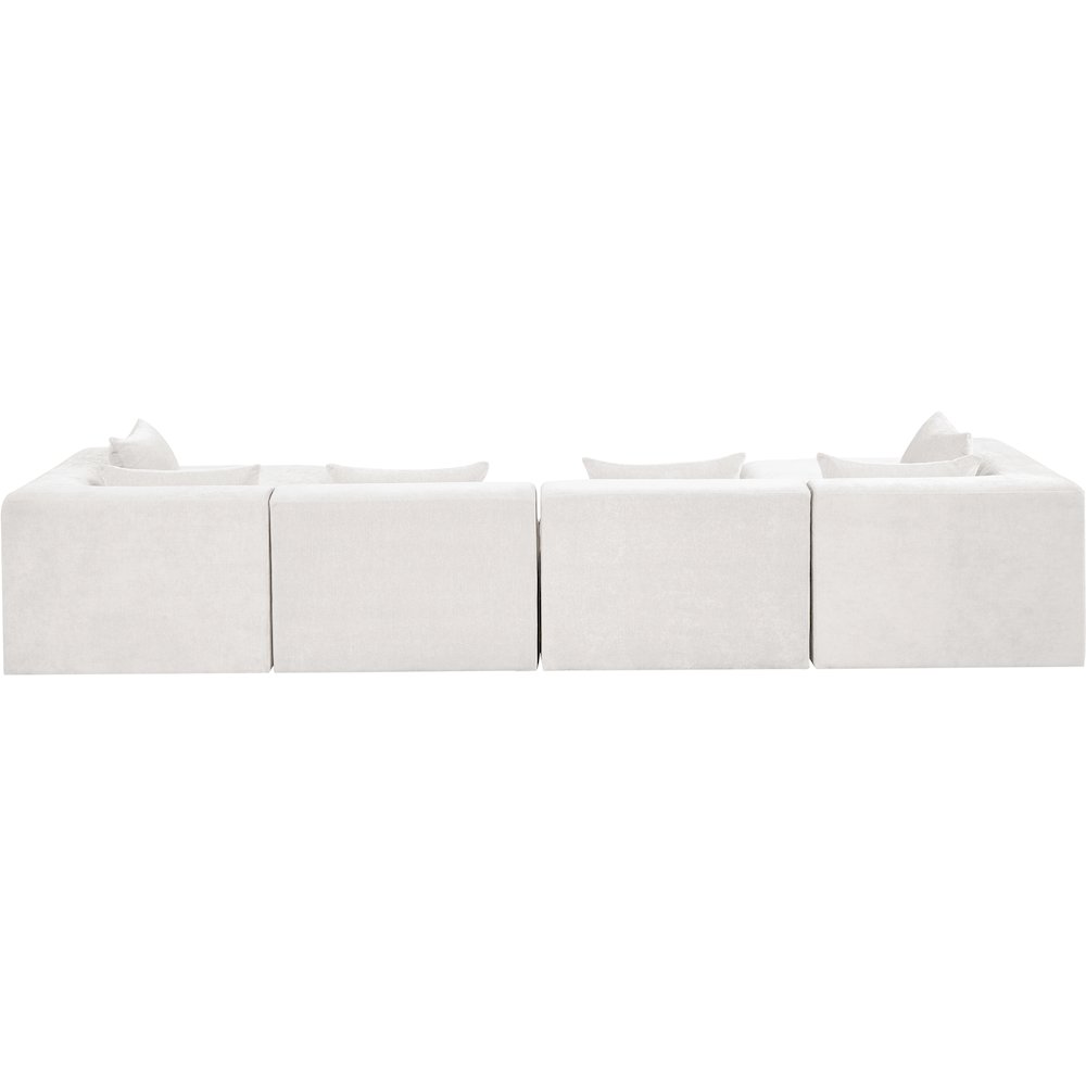 Stellar 152" Cream Chenille Fabric Upholstered 6Pc. Modular Sectional