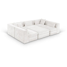 Stellar 114" Cream Chenille Fabric Upholstered 6Pc. Modular Sectional