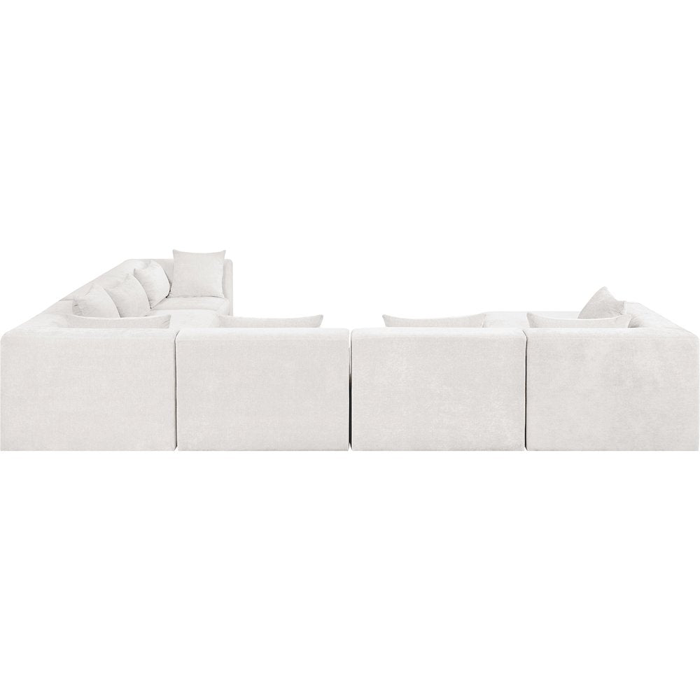 Stellar 152" Cream Chenille Fabric Upholstered 7Pc. Modular Sectional
