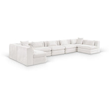 Stellar 190" Cream Chenille Fabric Upholstered 7Pc. Modular Sectional
