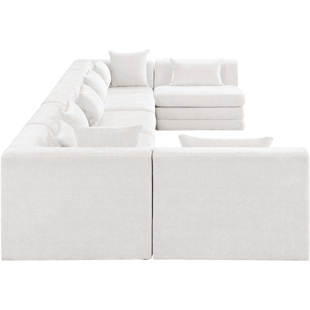 Stellar 190" Cream Chenille Fabric Upholstered 7Pc. Modular Sectional