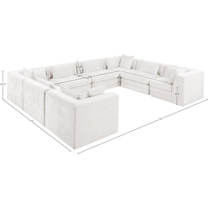 Stellar 152" Cream Chenille Fabric Upholstered 8Pc. Modular Sectional