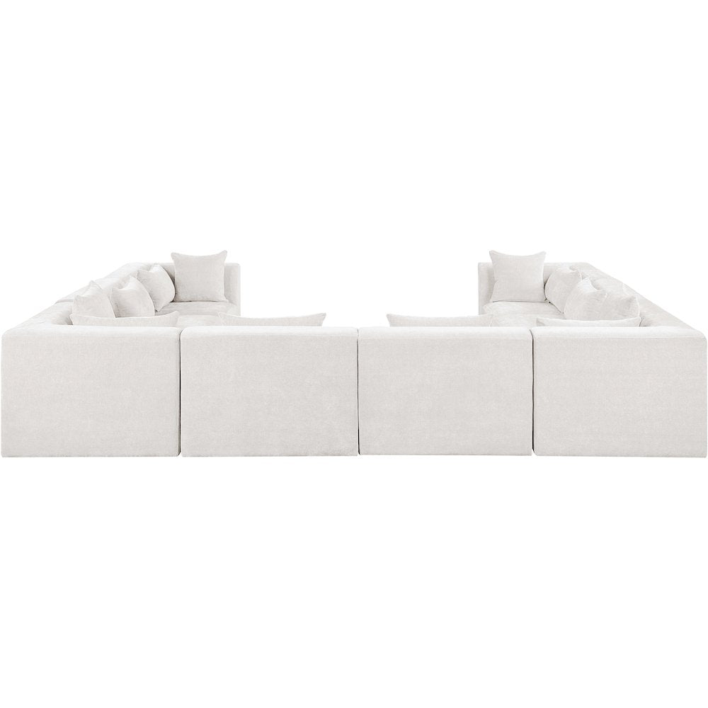 Stellar 152" Cream Chenille Fabric Upholstered 8Pc. Modular Sectional