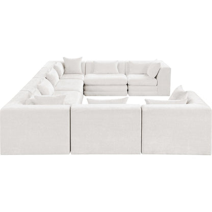 Stellar 152" Cream Chenille Fabric Upholstered 8Pc. Modular Sectional