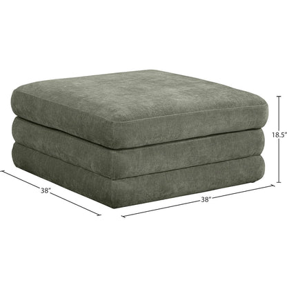 Stellar Green Chenille Fabric Upholstered Modular Ottoman