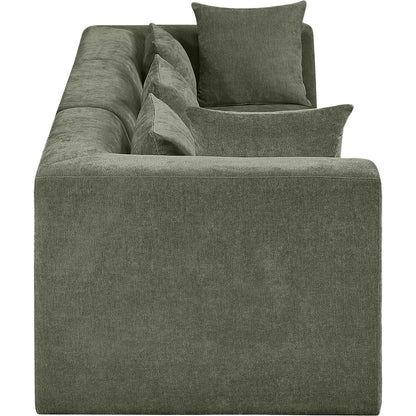 Stellar 114" Green Chenille Fabric Upholstered 3pc. Modular Sofa