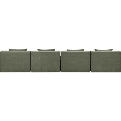 Stellar 152" Green Chenille Fabric Upholstered 4pc. Modular Sofa