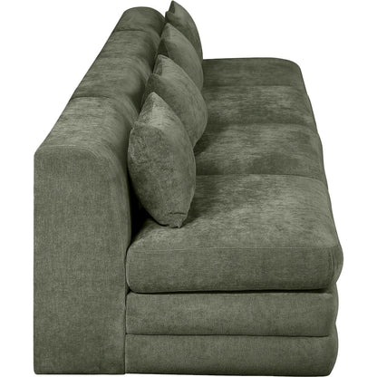 Stellar 152" Green Chenille Fabric Upholstered 4pc. Modular Sofa