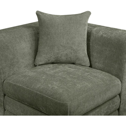 Stellar 152" Green Chenille Fabric Upholstered 4pc. Modular Sofa