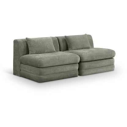 Stellar 76" Green Chenille Fabric Upholstered 2pc. Modular Loveseat