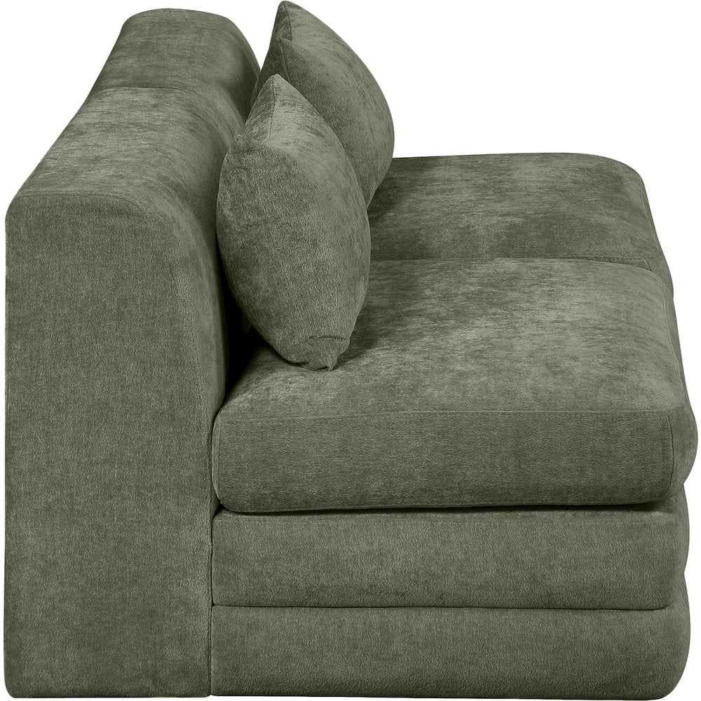 Stellar 76" Green Chenille Fabric Upholstered 2pc. Modular Loveseat
