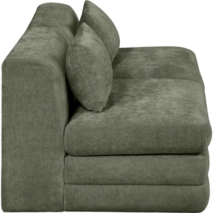Stellar 76" Green Chenille Fabric Upholstered 2pc. Modular Loveseat