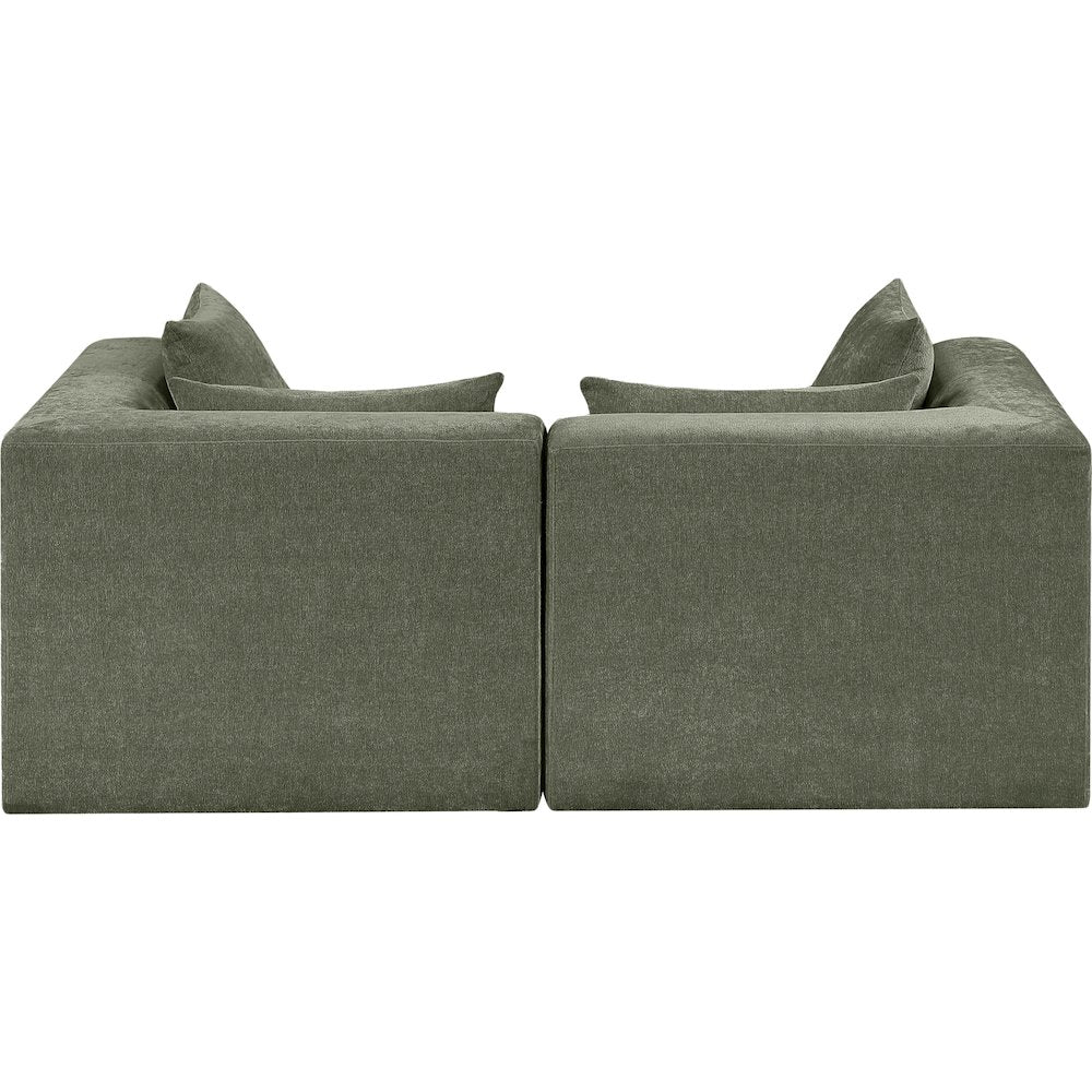 Stellar 76" Green Chenille Fabric Upholstered 2pc. Modular Loveseat