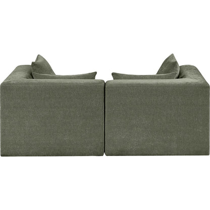 Stellar 76" Green Chenille Fabric Upholstered 2pc. Modular Loveseat