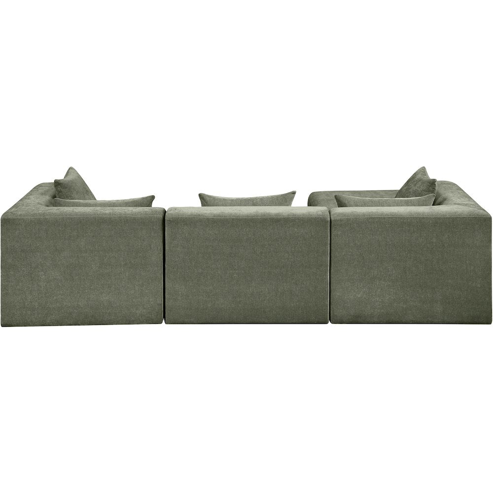 Stellar 114" Green Chenille Fabric Upholstered 4Pc. Modular Sectional