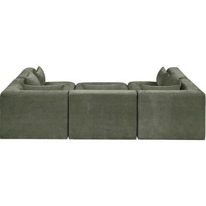 Stellar 114" Green Chenille Fabric Upholstered 6Pc. Modular Sectional