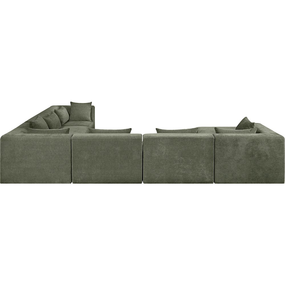 Stellar 152" Green Chenille Fabric Upholstered 7Pc. Modular Sectional
