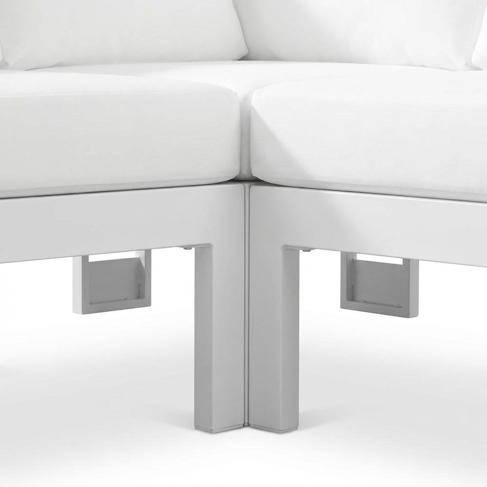 White Fabric Outdoor Patio Modular Sectional For Contemporary Style Relaxation