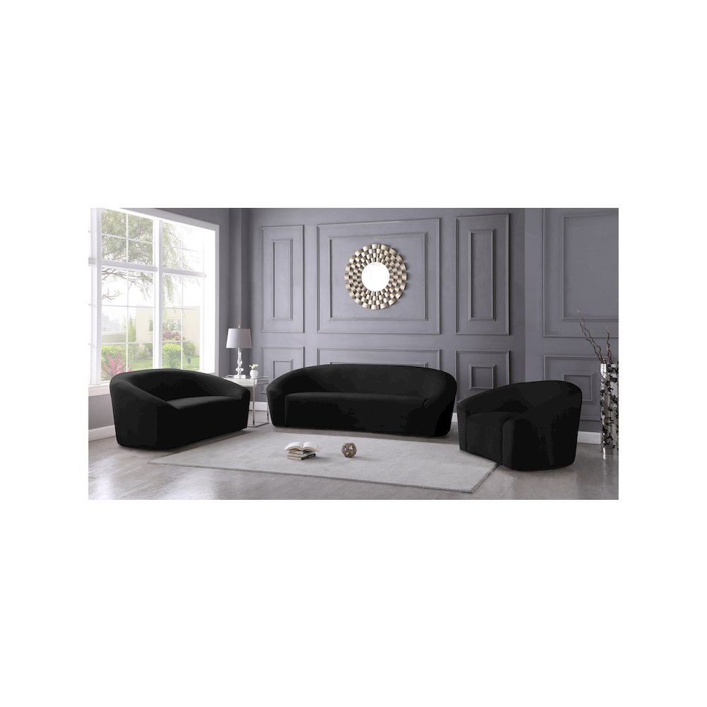 Riley Black Velvet Sofa