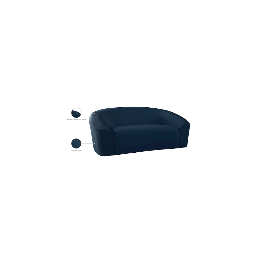 Riley Navy Velvet Loveseat