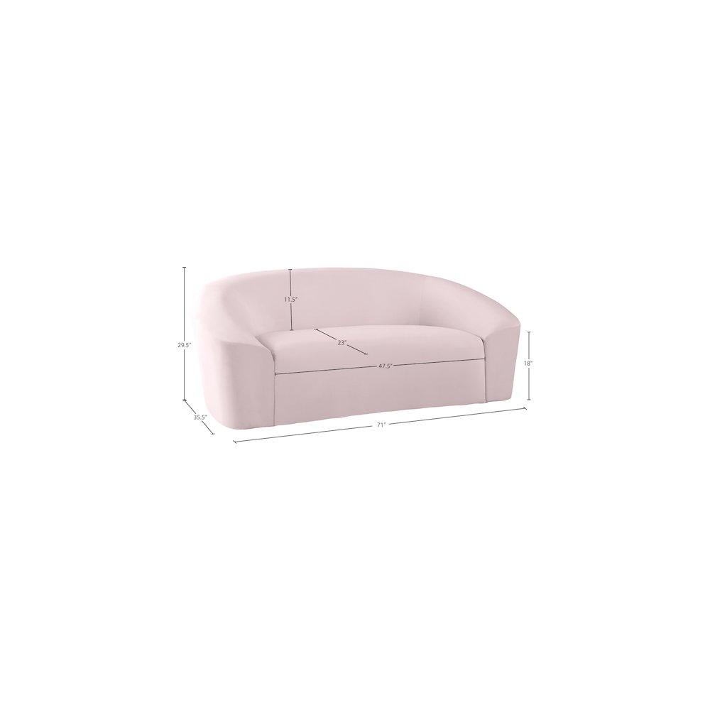 Riley Pink Velvet Loveseat