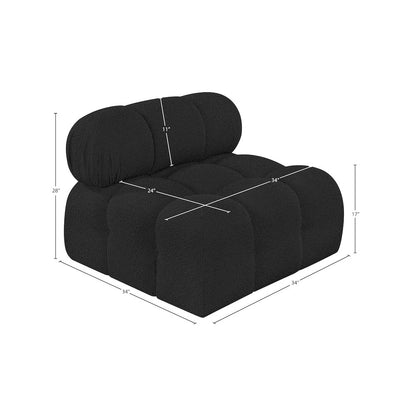 Ames Black Boucle Fabric Armless