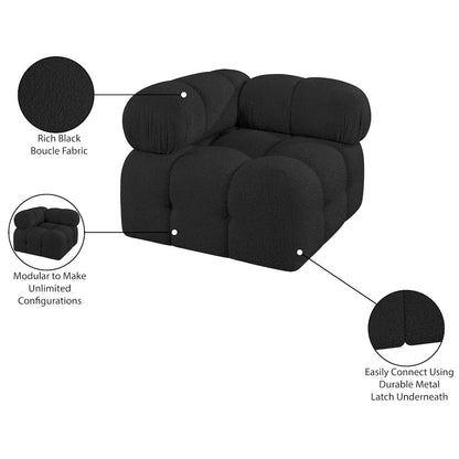 Ames Black Boucle Fabric Corner