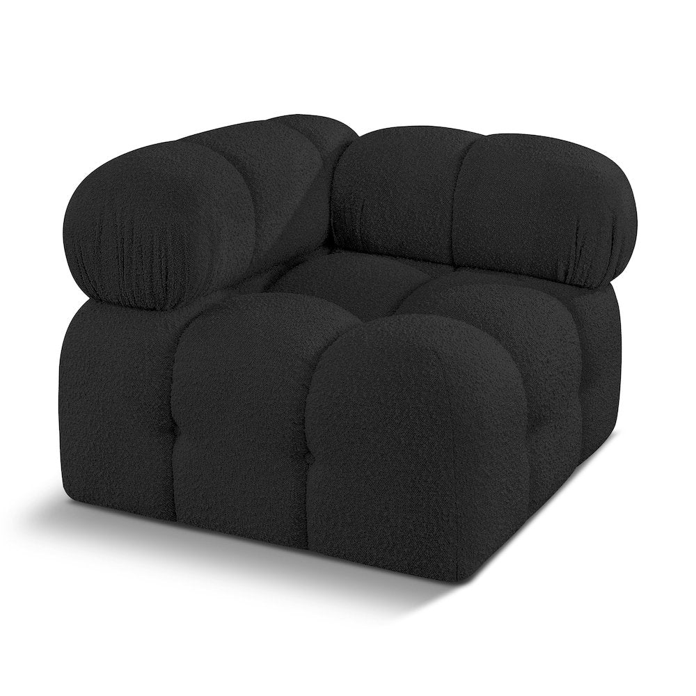 Ames Black Boucle Fabric Corner