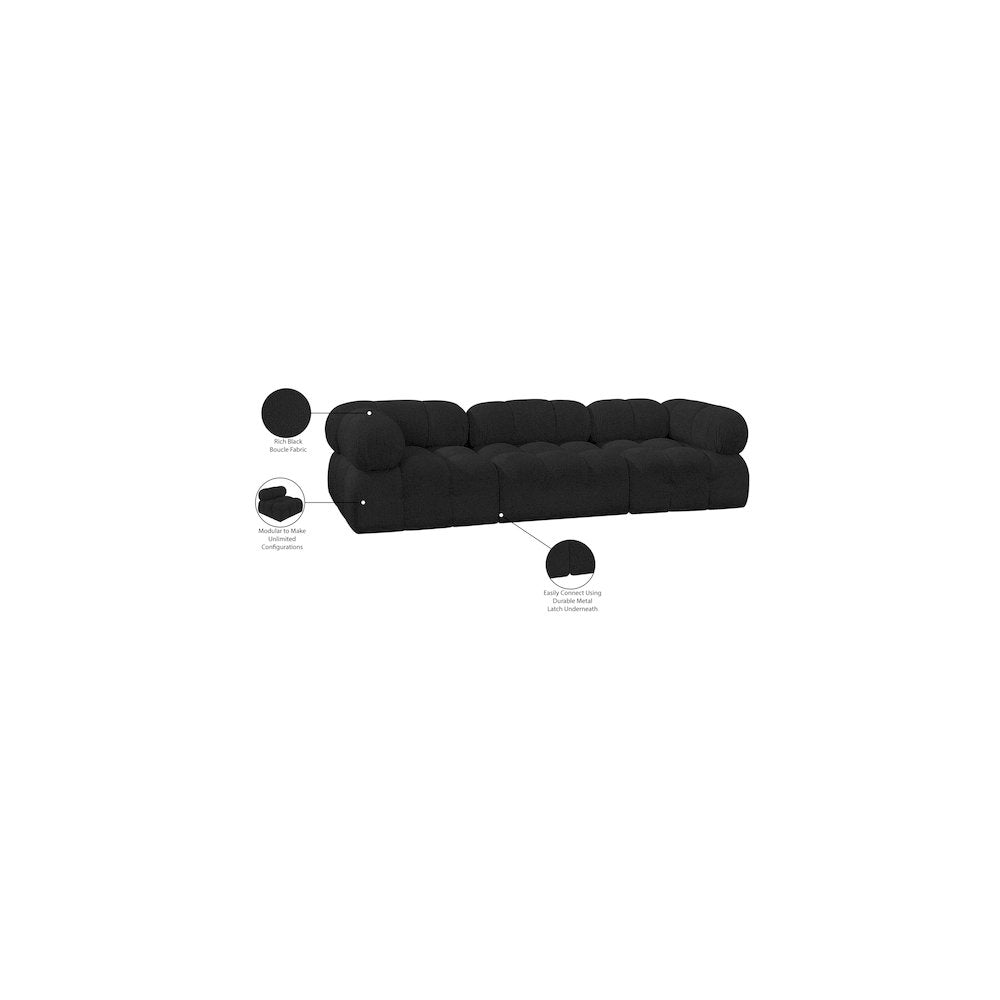 Ames Black Boucle Fabric Modular Sofa