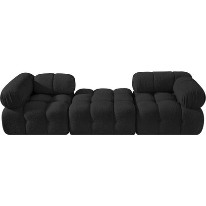 Ames 102" Black Boucle Fabric Upholstered 3pc. Modular Sofa