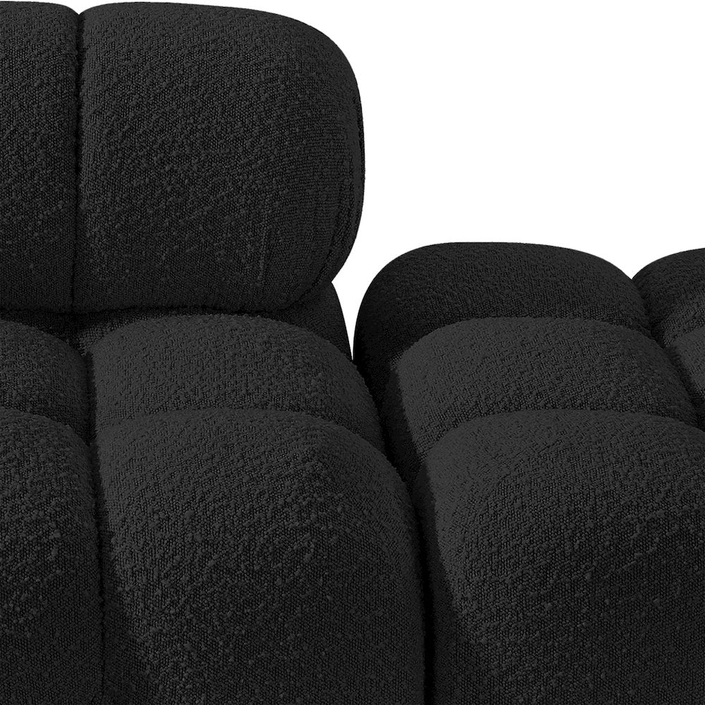 Ames 102" Black Boucle Fabric Upholstered 3pc. Modular Sofa