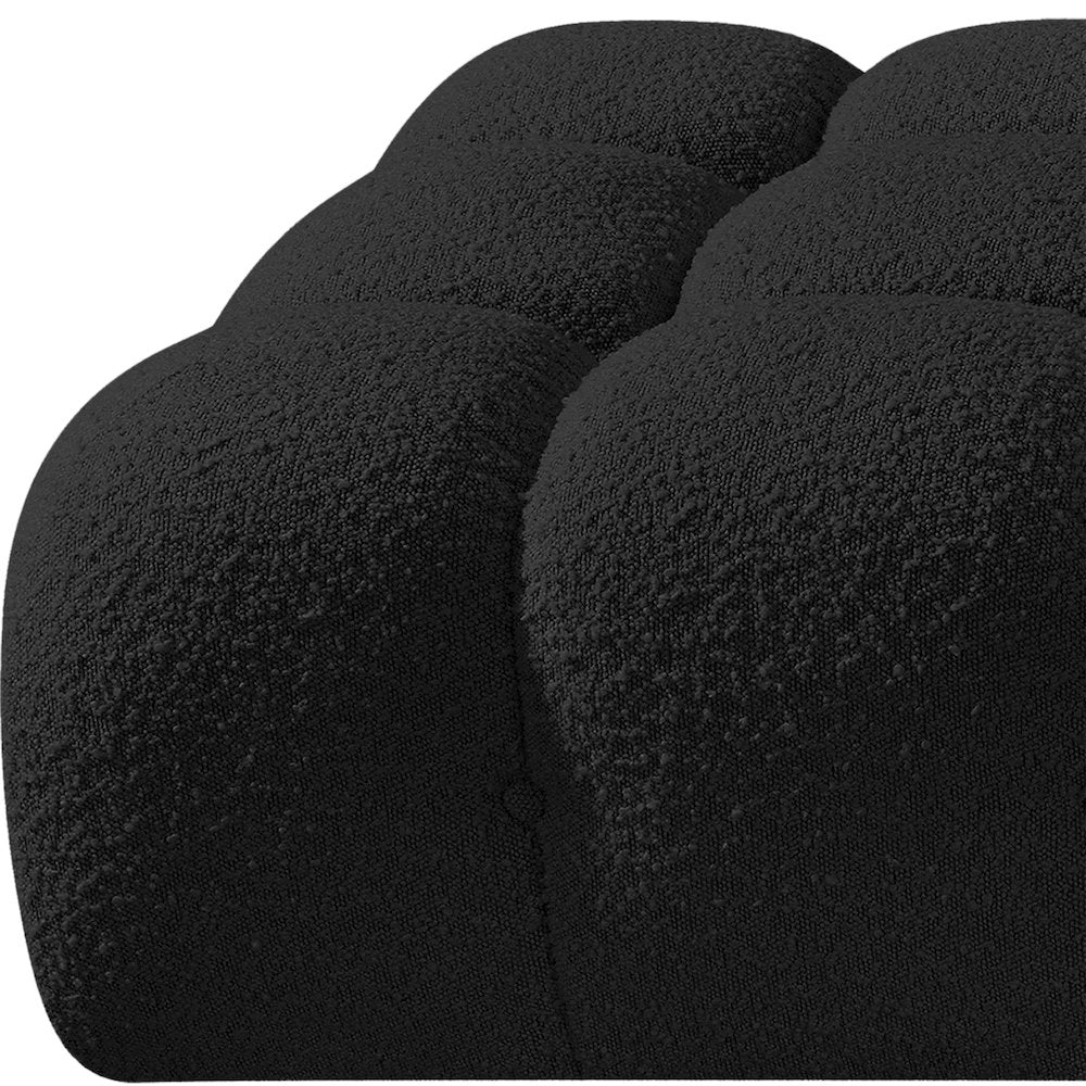 Ames 102" Black Boucle Fabric Upholstered 3pc. Modular Sofa