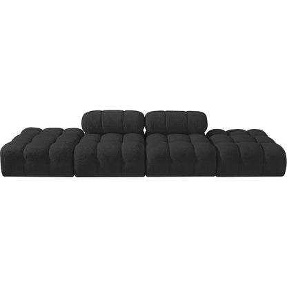 Ames 136" Black Boucle Fabric Upholstered 4pc. Modular Sofa
