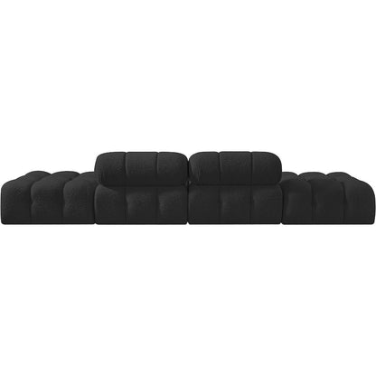 Ames 136" Black Boucle Fabric Upholstered 4pc. Modular Sofa