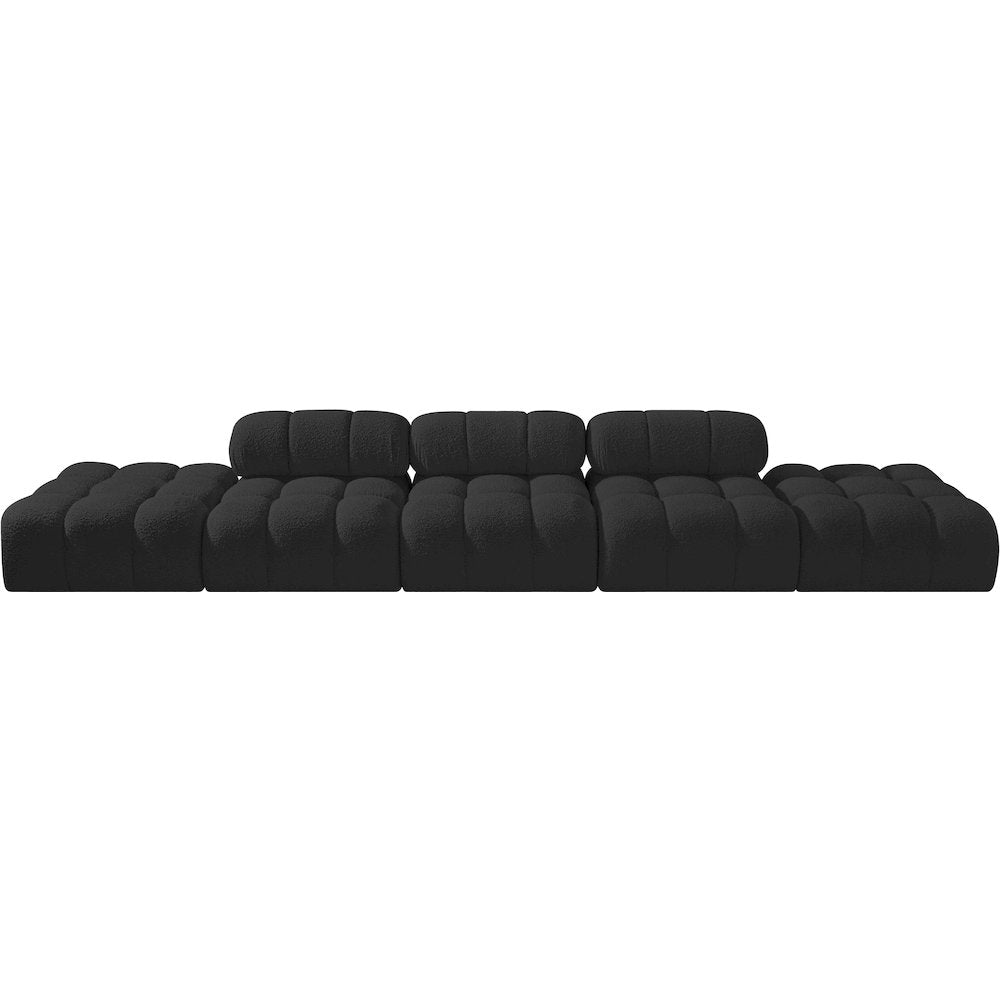 Ames 170" Black Boucle Fabric Upholstered 5pc. Modular Sofa