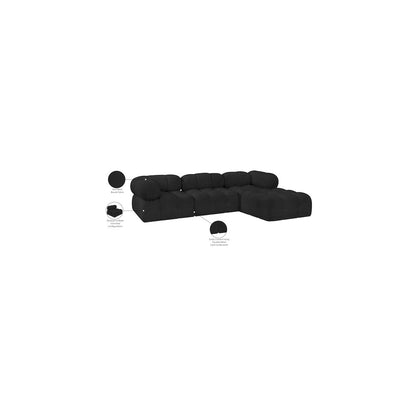 Ames Black Boucle Fabric Modular Sectional