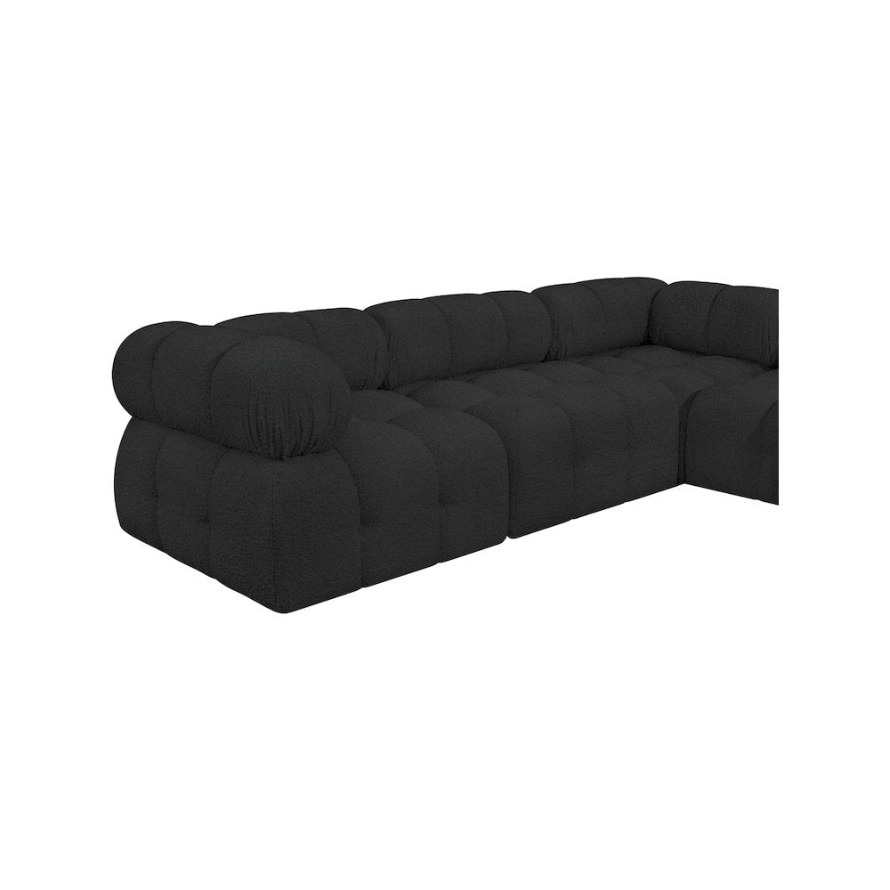 Ames Black Boucle Fabric Modular Sectional