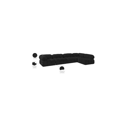 Ames Black Boucle Fabric Modular Sectional