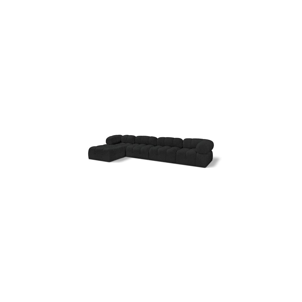 Ames Black Boucle Fabric Modular Sectional