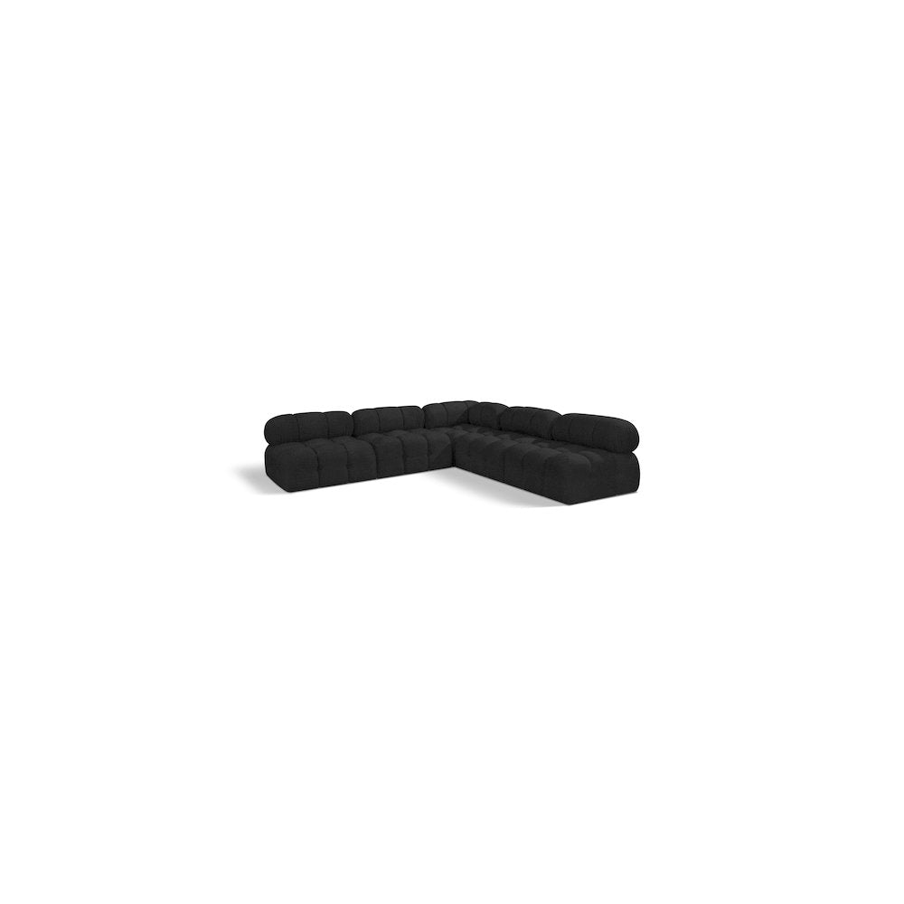 Ames Black Boucle Fabric Modular Sectional
