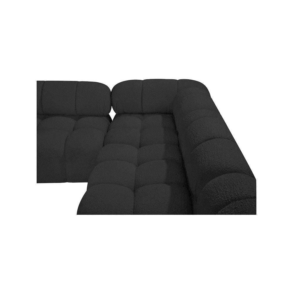 Ames Black Boucle Fabric Modular Sectional