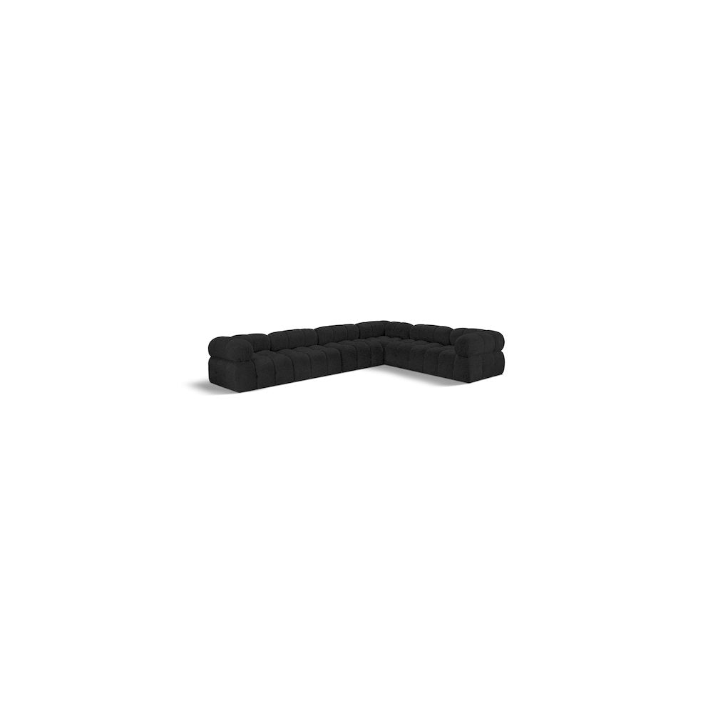 Ames Black Boucle Fabric Modular Sectional